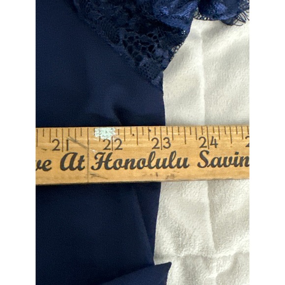 Bloomchic Dress Solid Keyhole‎ Round Neck Pocket Lace Sleeves Navy - Picture 9 of 13